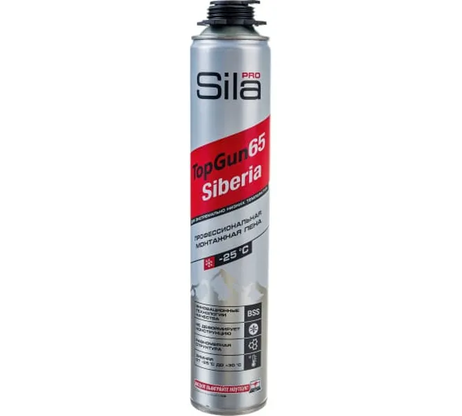 Профессиональная монтажная пена Sila Pro TopGun 65 Siberia 850 мл зимняя